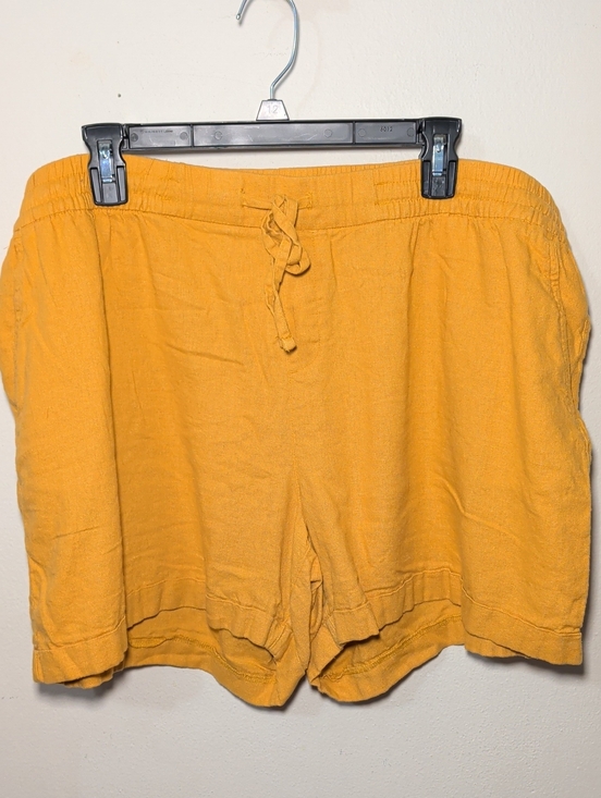 Old Navy Pants - Old Navy Linen-Blend Shorts Yellow Drawstring Elastic Waistband Women's Size XXL